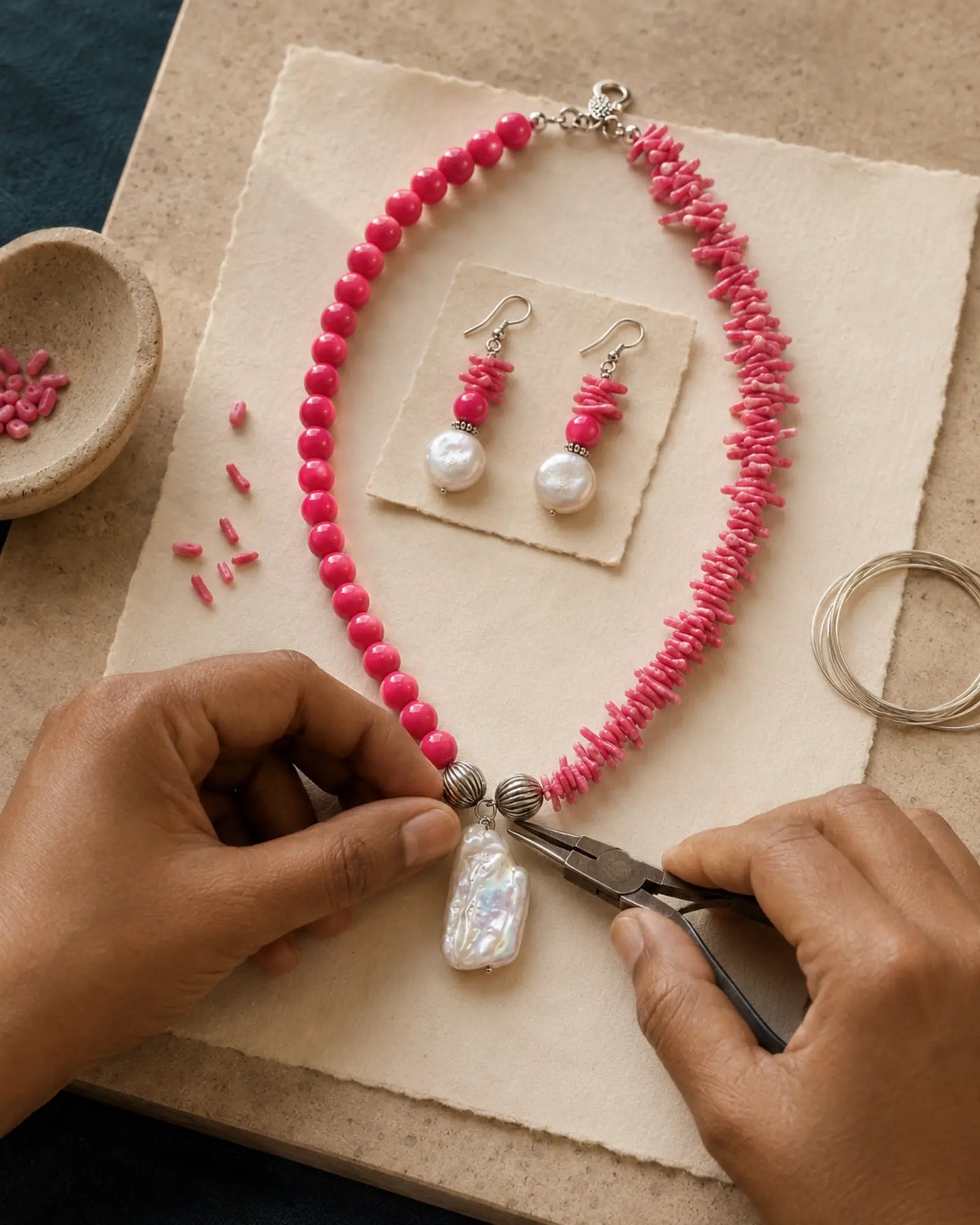 Pathrohi founders designing handcrafted natural stone jewellery